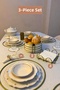 3-Piece Set Matte Gold 6-Piece Supla Square Napkin Holder Round Bread Basket Kitchen Set