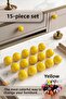 15 Pcs Hard Plastic Knob Round Ball Yellow Cabinet Furniture Kitchen Cupboard Drawer Handle Knob Handles