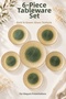 Glass Cake Plate and Presentation Tray Set 7 Pieces Green Tone Detailed - 3