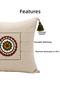 Linen Filled Throw Pillow with Knitted Motifs and Tassels - 42X42 cm - Bohemian Decorative Pillow - 2