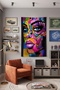 Abstract Pop Art Female Face Wall Covering – Modern Decorative Quality Fabric Tapestry Wall Tapestry - 2