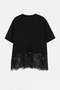 Siyah Etek Ucu Dantel Yumuşak Kumaşlı Örme Büyük Beden T-shirt TBBSS26BF00071 - 4