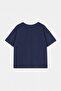 Lacivert Nakışlı Oversize/Geniş Kalıp Bisiklet Yaka Örme Büyük Beden T-Shirt TBBSS26BF00018 - 5