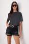 Black 100% Cotton Ripped Detailed Extra Mini Denim Shorts Twoss26Sr00217 - 3