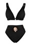 Black Triangle Covered High Waist Regular Bikini Set with Cast Accessories Tbess26Bt00090 - 4