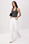 Siyah Puantiyeli Fitted/Vücuda Oturan Halter Yaka Kolsuz Crop/Kısa Esnek Örme Bluz TWOSS26BZ00929 - 2
