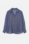 Indigo V Yaka İnce Dokulu Oversize Yazlık Gömlek TDRSS26GO00113 - 5