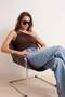 Brown Fitted/Asymmetrical Neckline Sleeveless Soft Knitted Blouse Twoss26Bz00621