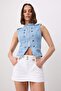 Beyaz Kemer Detaylı Mini Denim Şort Etek TWOSS26ET00246 - 5