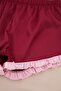 Burgundy-Pink Frilly Rope Strap Satin Shorts Woven Pajamas Set Thmss22Pt0274 - 4