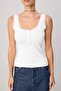 Ecru Plain Fitted Pool Neck Thin Strap Sleeveless Crop Ribbed Stretchy Knitted Tank Top Twoss26Al00099 - 3