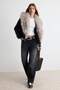 Black Oversize Faux Fur Detailed Bomber Jacket Coat Twoaw27Mo00058 - 2