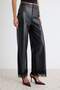 Siyah Düz Dantel Detaylı Wide Leg/Geniş Paça Regular Suni Deri Örme Pantolon TWOAW27PL00021 - 3