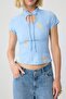 Bebe Mavisi Fitted Nakışlı Dokuma Bluz TWOSS26BZ00870 - 3