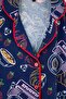 Navy Blue 100% Cotton Fun Printed Ribbed Knitted Pajamas Set Thmaw26Pt00201 - 7
