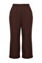 Kahverengi Wide Leg/Geniş Paça Dokuma Büyük Beden Kumaş Pantolon TBBAW23AR00007 - 2