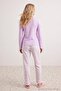 Lilac Heart Embroidered Plaid Soft Waffle Knitted Pajama Set Thmaw26Pt00187 - 3