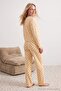Sarı %100 Pamuklu Puantiye ve Kalpli Örme Pijama Takımı THMAW25PT00039 - 4