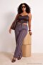 Multi-Colored Striped Wide Leg High Waist Plus Size Pants Tbbss26Ar00068 - 3