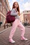 Pink Girls' Plain/Basic Jogger Thick Non-Embossed Knitted Sweatpants Tkdaw27Ea00005 - 2