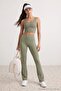 Haki Fırçalı Soft Kumaş Flare/İspanyol Paça Örme Spor Tayt THMSS26TY00016 - 2