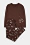 Brown Regular Fit Game Printed Knitted Pajama Set Tmnaw24Pt00012 - 3