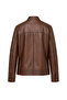 Brown Hector Hakim Collar Zippered Lined Men's Genuine Leather Coat - 5