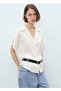 Short-sleeved satin shirt