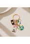 Airplane Ticket World and Camera Figured Manifest Travel Themed Gold Color Keychain