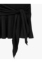 Viscose Lycra Fabric Slim Fit Tie Detailed Short Sleeve Boat Neck Off Shoulder Mini Dress - 5