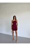 A Quality Ottoman Fabric Mini Dress with Shoulder Buckle - 4