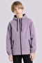 Boy's Plum Lined Water and Windproof Double Zipper Hooded Raincoat & Windbreaker