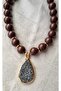 Bone Acrylic Gold Bead Detail Necklace - 2