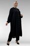 57018 large size elastic sleeves buttoned length airobin trouser set - black - 4