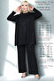 Plus Size Women's Spring Summer Hijab Tunic and Pants Viscose Double Mother Set High Quality Black
