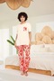 Women's Short Sleeve Pocket T-Shirt and Patterned Pajama Set Two Piece Set - 2