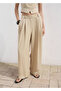 Mid Waist Straight Cut Fabric Pants