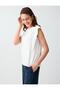 Off-White Straight Cut Crew Neck Sleeveless Knitted Blouse - 4