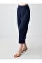 Navy Blue High Waist Regular Leg Short Knitted Trousers - 4