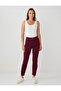 Burgundy High Waist Regular Leg Woven Trousers