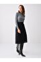 Black Regular Waist Lace Detailed Woven Midi Skirt - 3