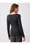 Black Slim Fit Long Sleeve Cross Collar Knitted Blouse - 5