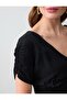 Black V-Neck Short Sleeve Midi Knitted Dress - 4
