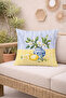 Set of 4 Suede Throw Pillow Covers with Lemon Pattern in Yellow Striped Vase 43X43 cm - 6