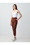 Bitter Brown 100% Linen High Waist Regular Leg Woven Trousers