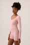 X Ece Pink Long Sleeve U Neck Sports Blouse Scoop Neck Top - 4