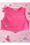 Summer Pink Devore Crop Top and Janjan Silver Shiny Skirt Girls' Two-Piece Set - 6