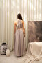 Bunina Lace Bead Detail Mink Long Dress - 5