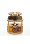 10-Piece Rotating Stand Vacuum Bamboo Lid Glass Spice Rack Storage Jar - 3
