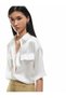 Short Sleeve Satin Shirt with Flap Pocket Detail - 2